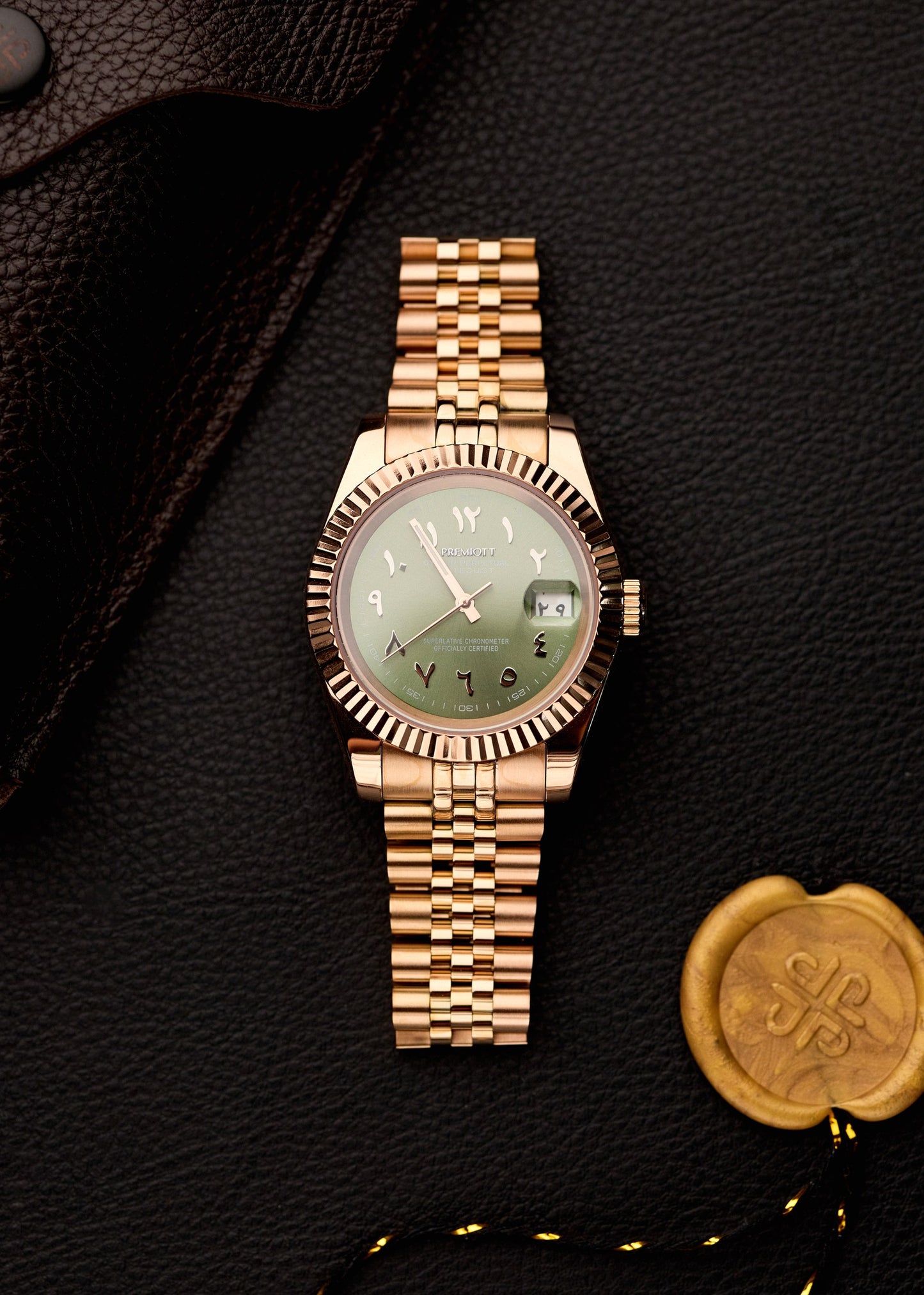 The "Just Date" 39mm - Rose & Olive Arabic