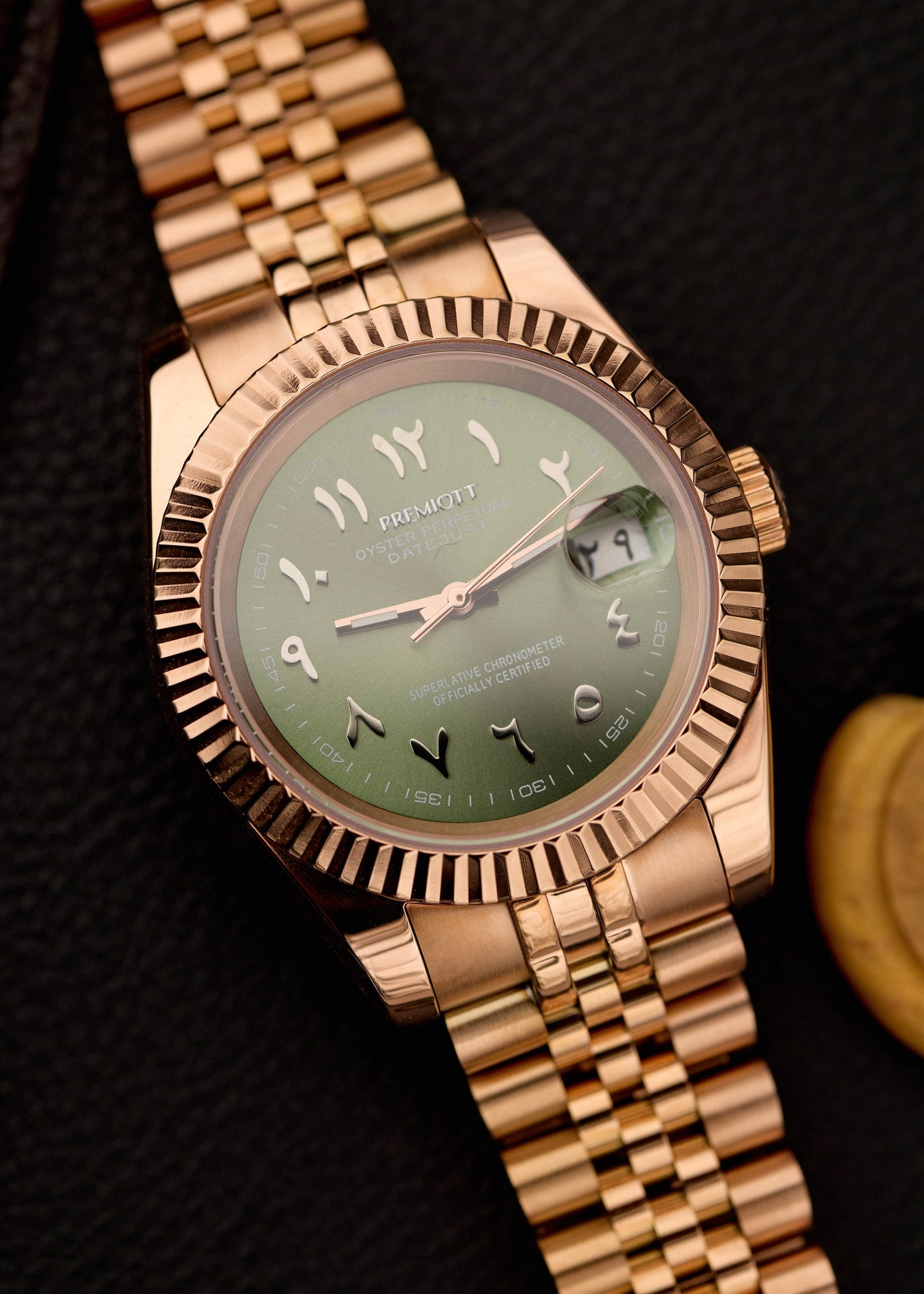 The "Just Date" 39mm - Rose & Olive Arabic