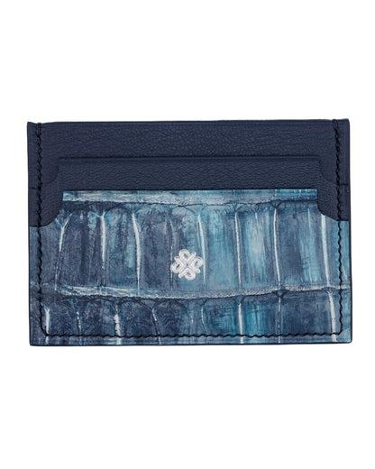 Cardholder - Washed Blue Crocodile