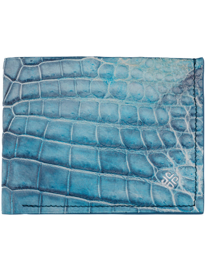 Bifold Wallet - Washed Blue Crocodile