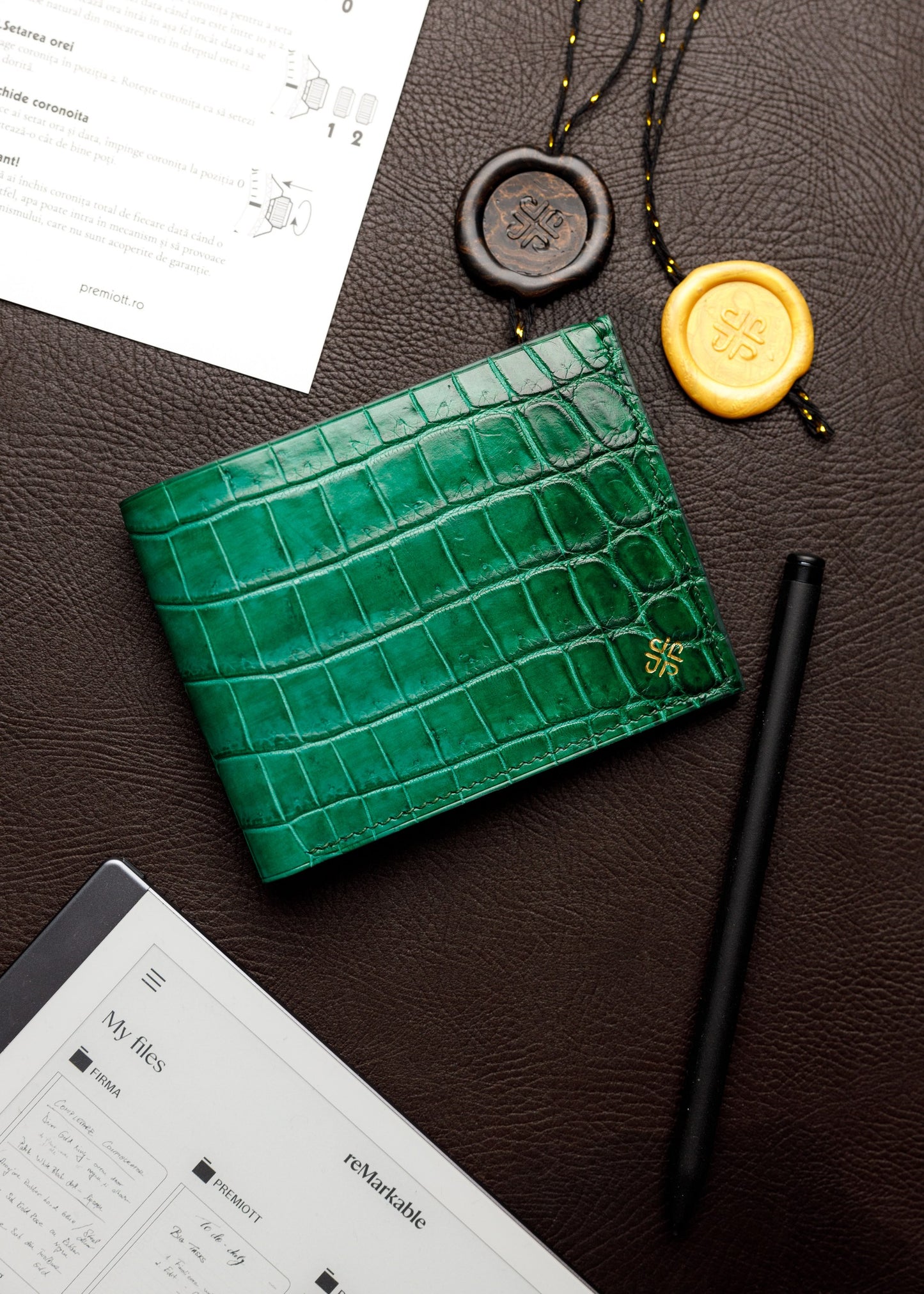 Bifold Wallet - Emerald Green Crocodile