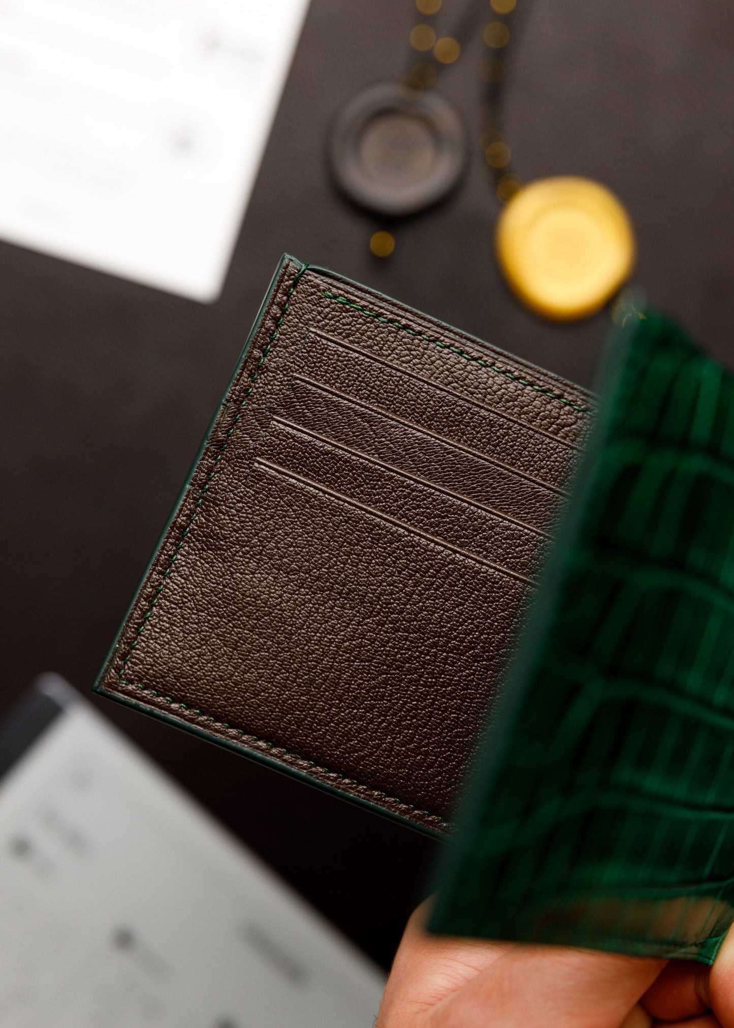 Bifold Wallet - Emerald Green Crocodile