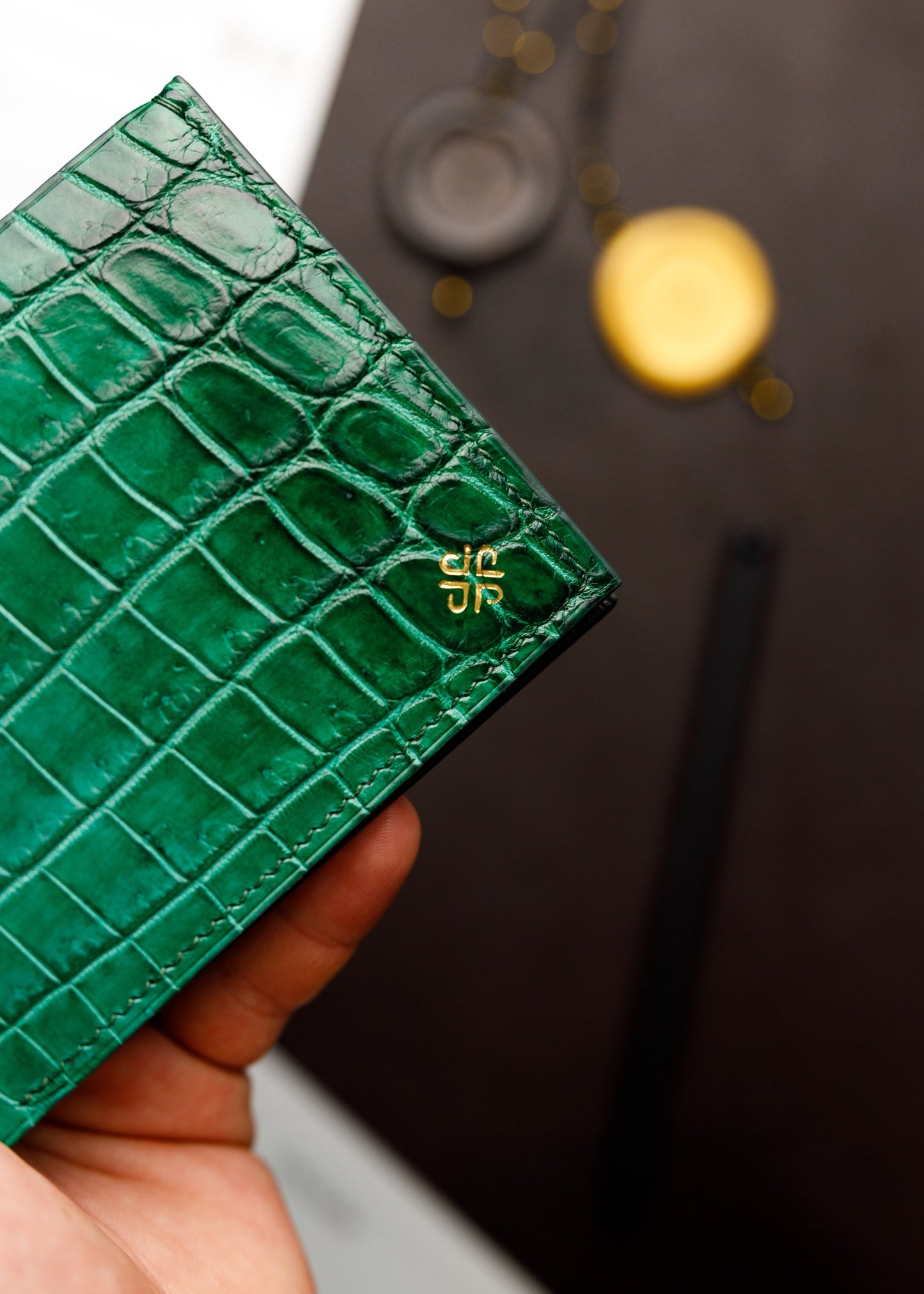 Bifold Wallet - Emerald Green Crocodile