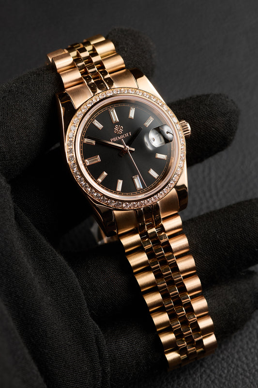 The "Lady Just" - Rose & Black Baguette Jubilee