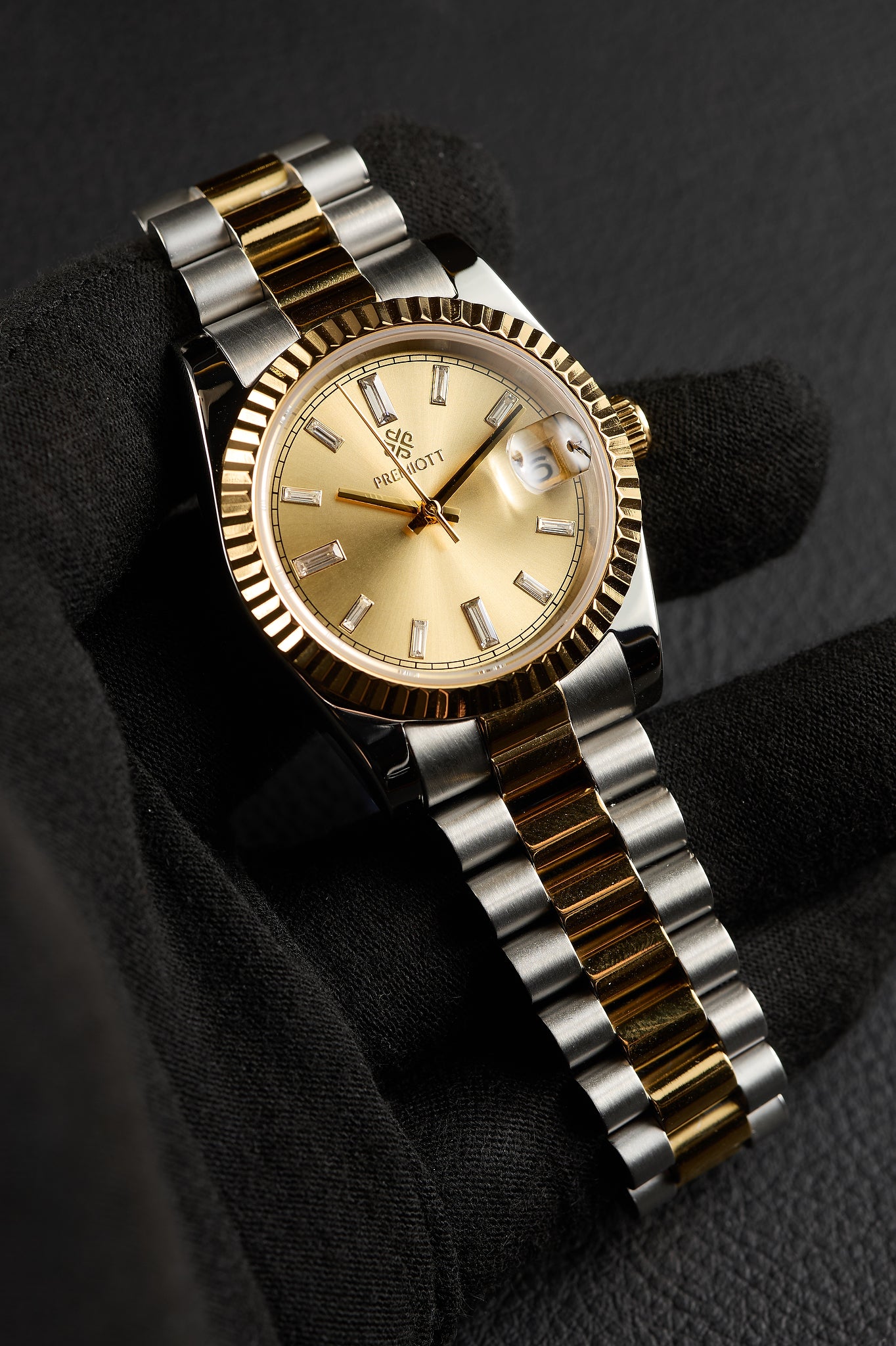 The "Lady Just" - 2 Tone Gold Baguette