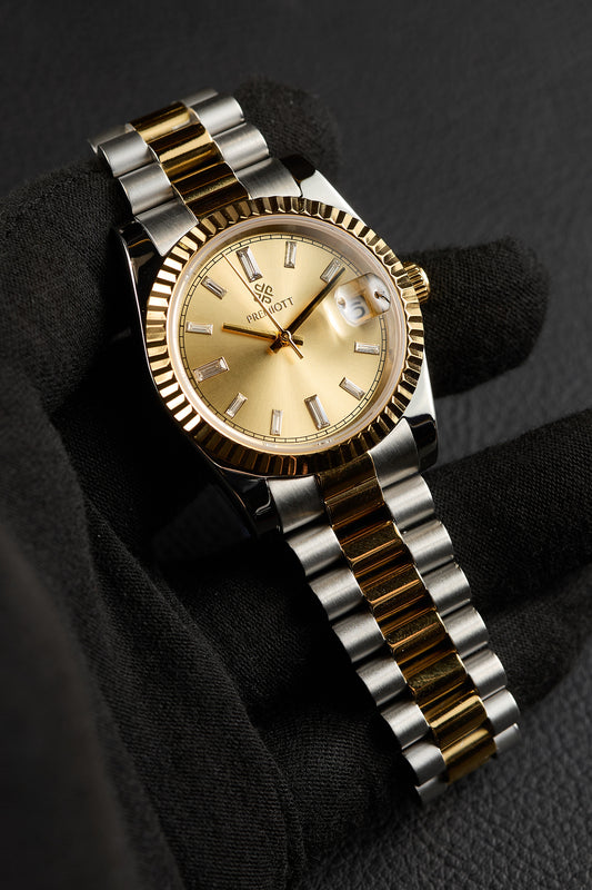 The "Lady Just" - 2 Tone Gold Baguette