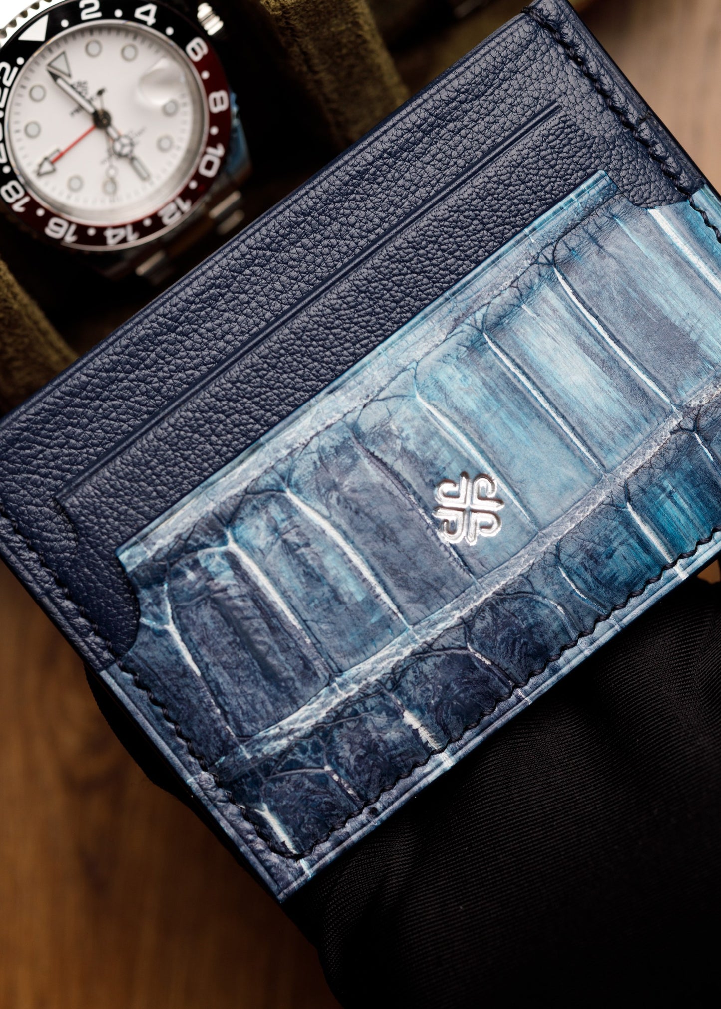 Cardholder - Washed Blue Crocodile