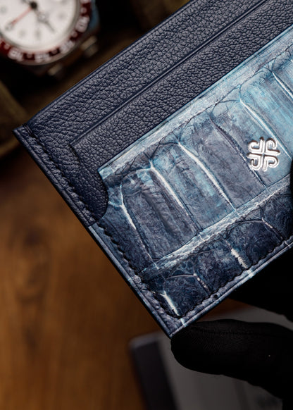 Cardholder - Washed Blue Crocodile